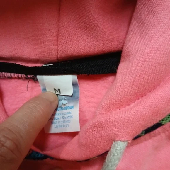 Blue Footed Design Hoodie Womens M Hot Pink Neon Aztec Mayan Native - Picture 4 of 13